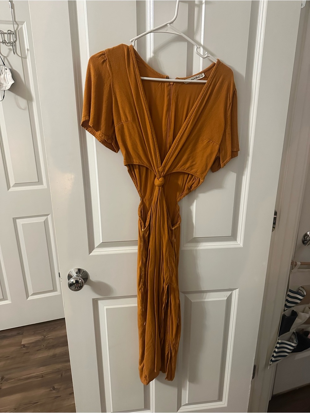 Abercrombie & Fitch Knot Maxi Dress with side cutouts in Mustard